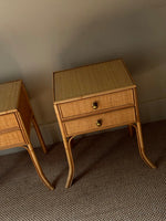 Load image into Gallery viewer, KEPT London Stock Pair of bamboo and cane bedside tables
