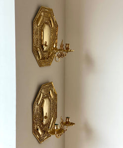 KEPT London Stock Pair of baroque brass wall sconces