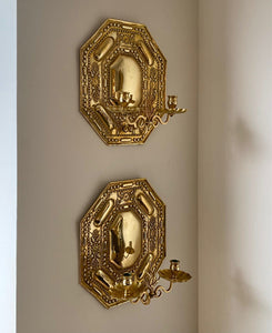 KEPT London Stock Pair of baroque brass wall sconces