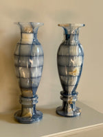 Load image into Gallery viewer, KEPT London Stock Pair of blue check onyx vases
