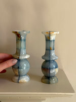 Load image into Gallery viewer, KEPT London Pair of blue onyx small bud vases

