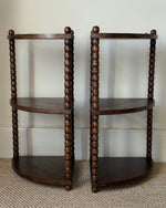 Load image into Gallery viewer, KEPT London Pair of bobbin corner shelves
