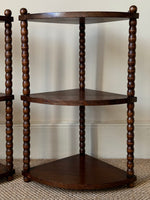 Load image into Gallery viewer, KEPT London Pair of bobbin corner shelves
