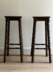 KEPT London Pair of bobbin turned bar stools