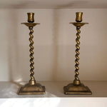 Load image into Gallery viewer, KEPT London Stock Pair of brass barley twist candlesticks
