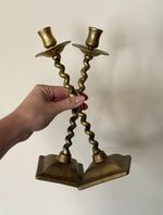 Load image into Gallery viewer, KEPT London Stock Pair of brass barley twist candlesticks
