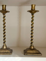 Load image into Gallery viewer, KEPT London Stock Pair of brass barley twist candlesticks
