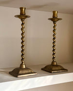 Load image into Gallery viewer, KEPT London Stock Pair of brass barley twist candlesticks
