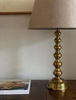 Load image into Gallery viewer, KEPT London Pair of brass bobbin table lamps
