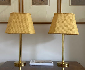 KEPT London Pair of brass lamps with shades