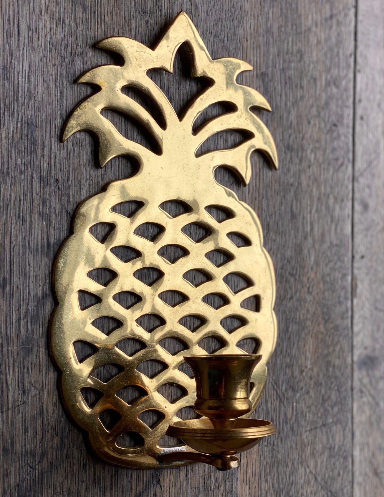 KEPT London Stock Pair of brass pineapple wall sconces