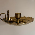 Load image into Gallery viewer, KEPT London Stock Pair of brass scalloped chambersticks

