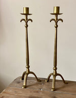 Load image into Gallery viewer, KEPT London Stock Pair of brass stalk candlesticks
