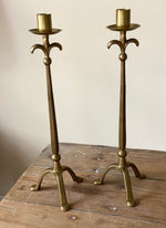 Load image into Gallery viewer, KEPT London Stock Pair of brass stalk candlesticks
