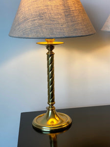 KEPT London Stock Pair of brass twisted column lamps