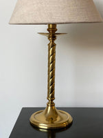 Load image into Gallery viewer, KEPT London Stock Pair of brass twisted column lamps
