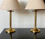 Load image into Gallery viewer, KEPT London Stock Pair of brass twisted column lamps
