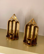 Load image into Gallery viewer, KEPT London Stock Pair of brass wall sconces, cut out detail
