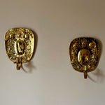 Load image into Gallery viewer, KEPT London Stock Pair of brass wall sconces with embossing
