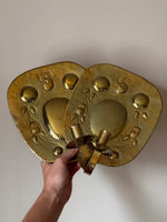 Load image into Gallery viewer, KEPT London Stock Pair of brass wall sconces with embossing
