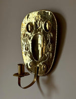 Load image into Gallery viewer, KEPT London Stock Pair of brass wall sconces with embossing

