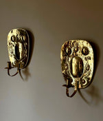 Load image into Gallery viewer, KEPT London Stock Pair of brass wall sconces with embossing
