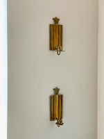 Load image into Gallery viewer, KEPT London Pair of brass wall sconces with leaf detail
