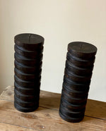 Load image into Gallery viewer, KEPT London Stock Pair of Brutalist wooden candle holders

