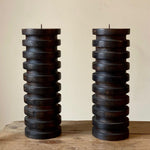 Load image into Gallery viewer, KEPT London Stock Pair of Brutalist wooden candle holders
