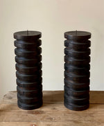 Load image into Gallery viewer, KEPT London Stock Pair of Brutalist wooden candle holders
