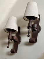 Load image into Gallery viewer, KEPT London Pair of Brutalist wrought iron wall lights
