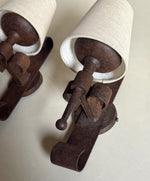 Load image into Gallery viewer, KEPT London Pair of Brutalist wrought iron wall lights
