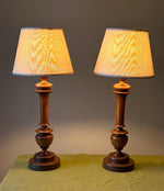 Load image into Gallery viewer, KEPT London Stock Pair of cherrywood turned table lamps
