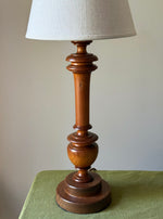 Load image into Gallery viewer, KEPT London Stock Pair of cherrywood turned table lamps
