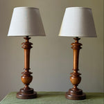 Load image into Gallery viewer, KEPT London Stock Pair of cherrywood turned table lamps
