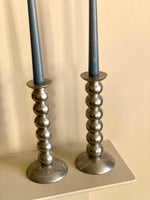 Load image into Gallery viewer, KEPT London Stock Pair of chrome bobbin candlesticks
