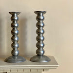 Load image into Gallery viewer, KEPT London Stock Pair of chrome bobbin candlesticks
