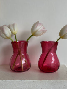 KEPT London Pair of cranberry bud vases