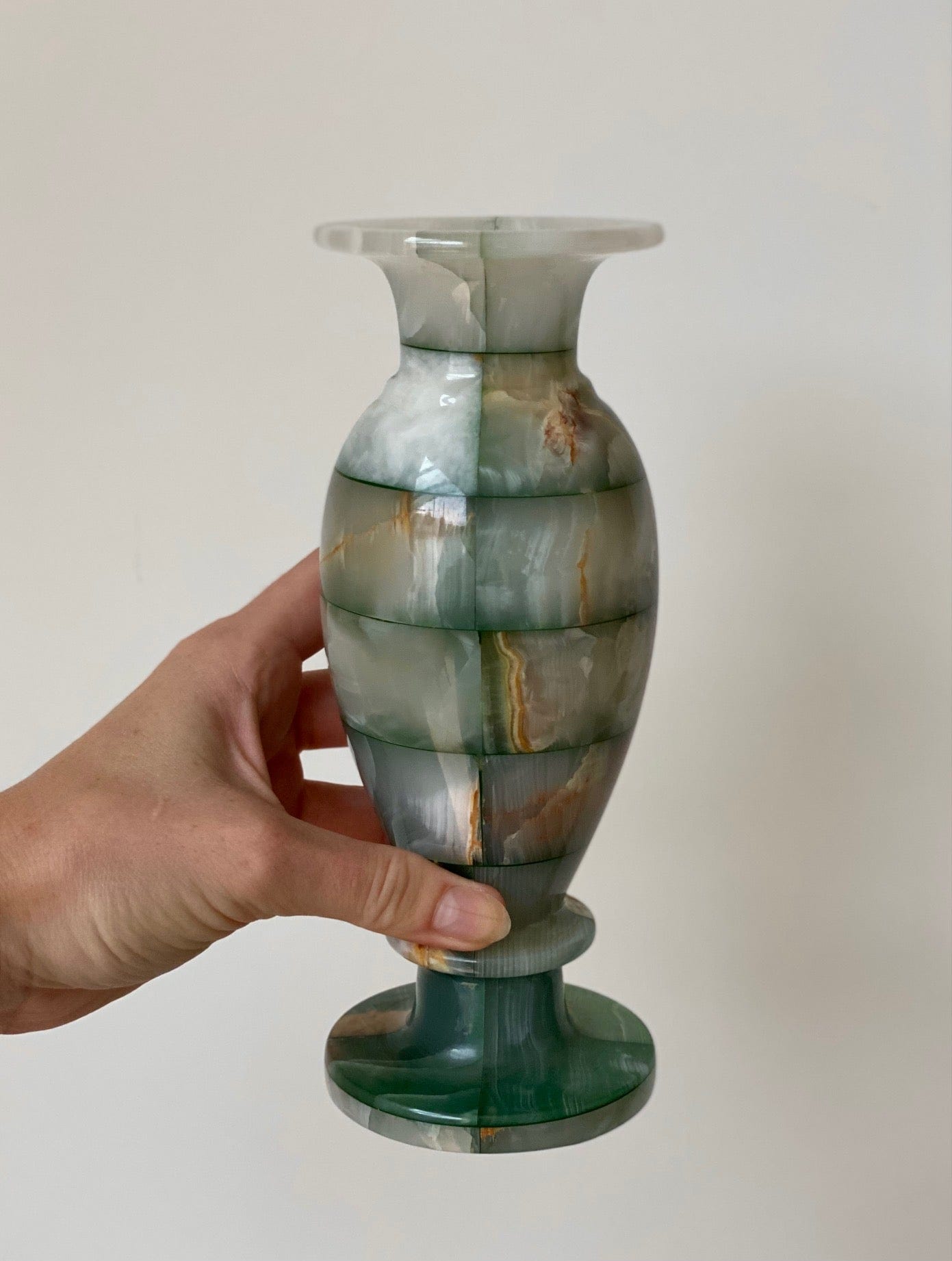 KEPT London Stock Pair of dark green onyx vases