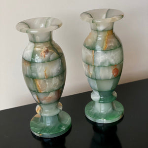 KEPT London Stock Pair of dark green onyx vases