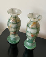 Load image into Gallery viewer, KEPT London Stock Pair of dark green onyx vases
