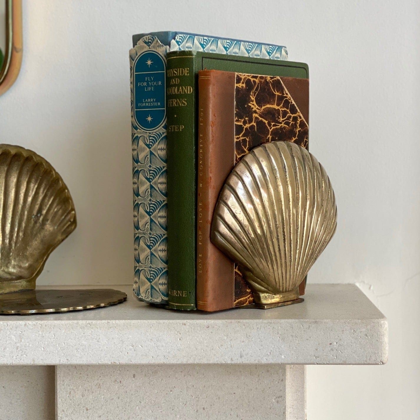 Pair of double shell brass bookends – KEPT London
