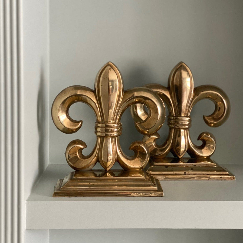 KEPT London Pair of fleur-de-lis brass bookends