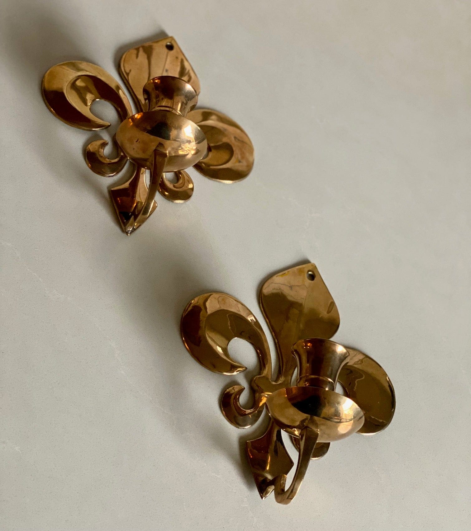 KEPT London Stock Pair of fleur-de-lis wall sconces