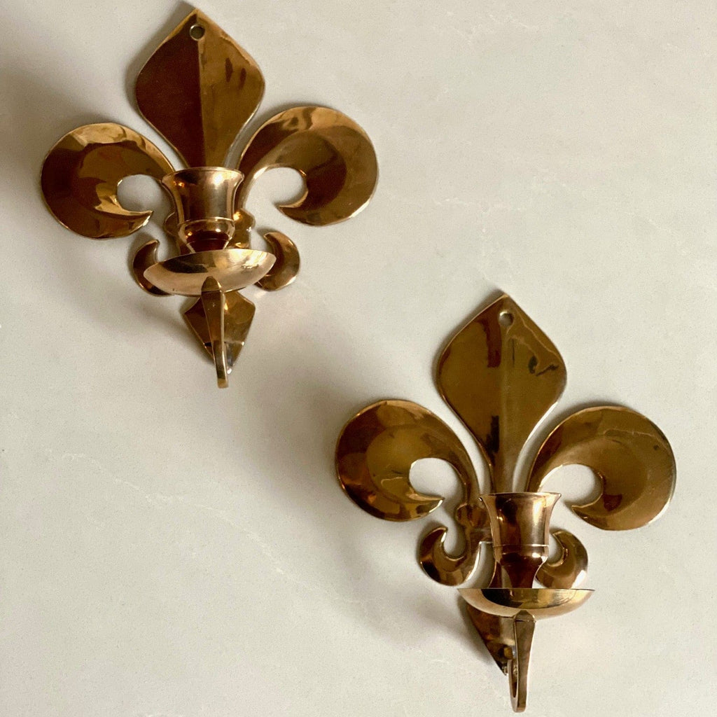 KEPT London Stock Pair of fleur-de-lis wall sconces