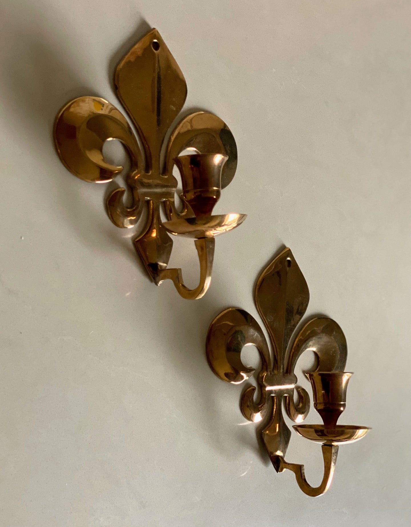 KEPT London Stock Pair of fleur-de-lis wall sconces