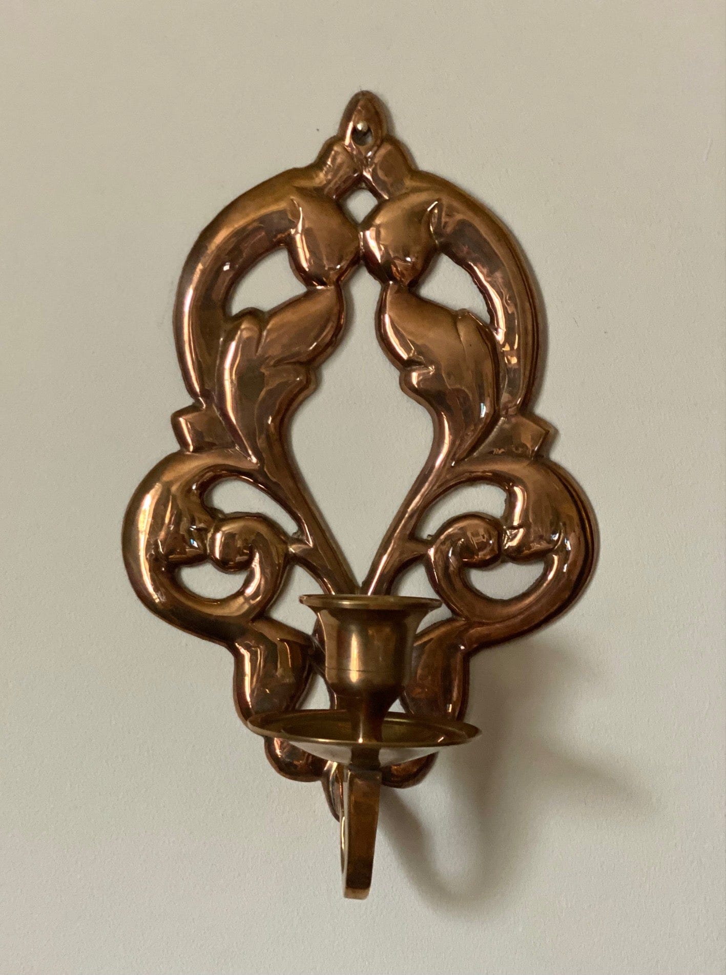 KEPT London Stock Pair of floral brass wall sconces