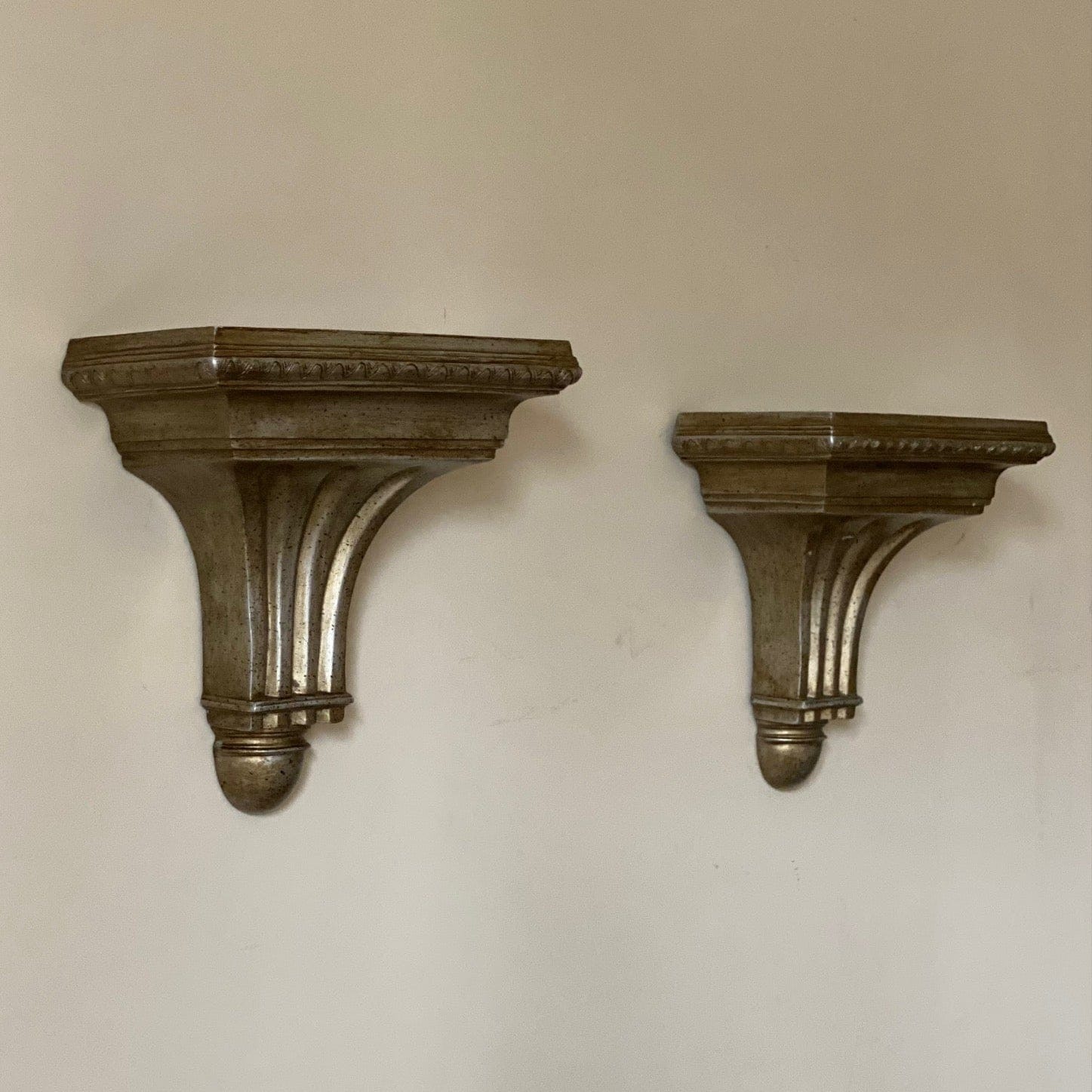KEPT London Stock Pair of gilt wood fluted wall shelves