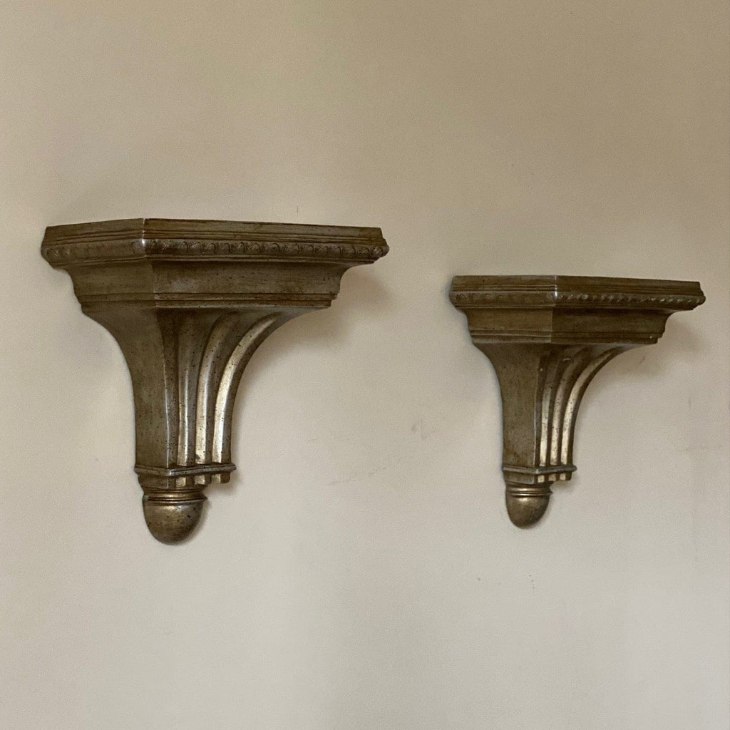 KEPT London Stock Pair of gilt wood fluted wall shelves