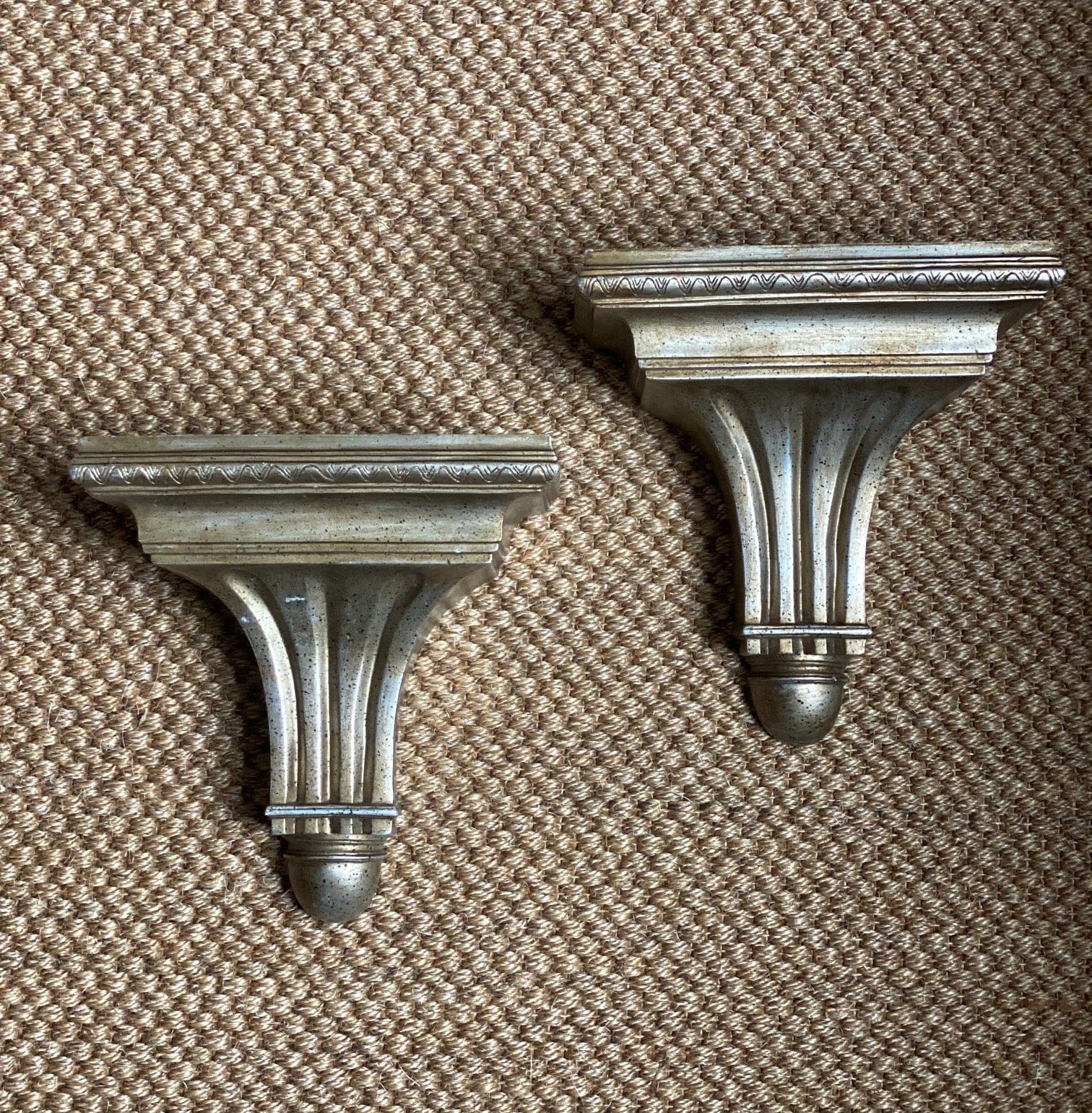 KEPT London Stock Pair of gilt wood fluted wall shelves